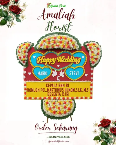 Karangan Papan Bunga Pernikahan di Jodipan